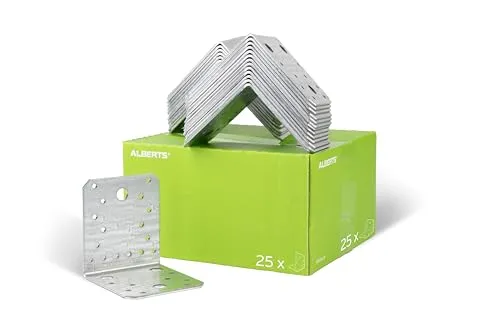 Alberts 25x Winkelverbinder - Robuste Bauwinkel für stabile Verbindungen - Winkel & Holzverbinder: 25 Stück verzinkte Stahl-Winkelverbinder, ideal für stabile Holzverbindungen und einfache Montage.