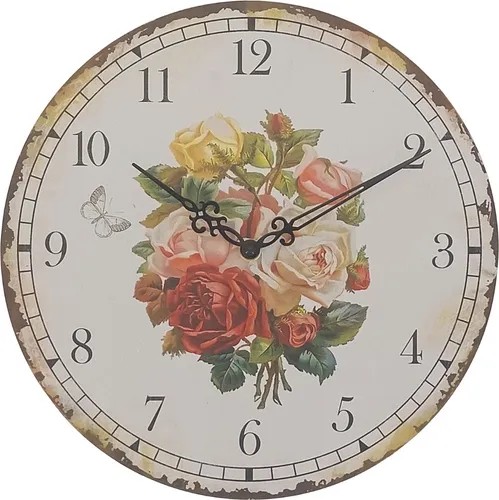 abc HOME | Wanduhr Rosen | Quarzuhrwerk | batteriebetrieben | 30 cm Ø