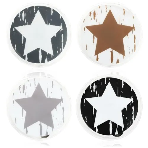 com-four® 4X Taschenwärmer wiederverwendbar - Handwärmer mit Stern Motiv - Wärmepad für kalte Tage und für unterwegs - Wärmeknickkissen (4 Stück - Stern - Used Look)