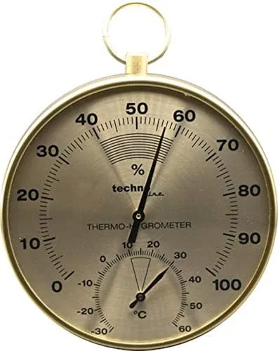 techno line WA 3055 - edles, analoges Thermo-Hygrometer im Messing Design