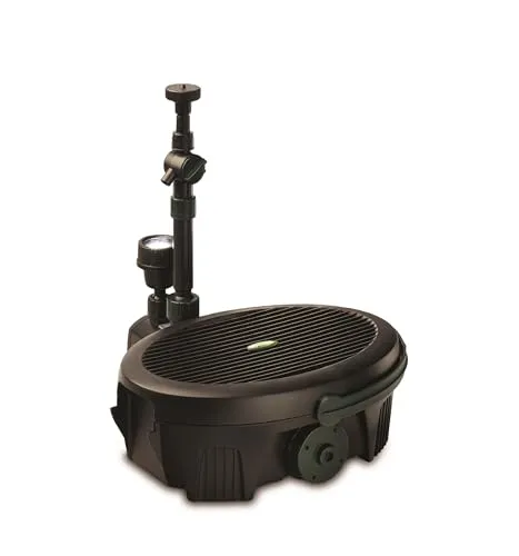 Blagdon Inpond 5-in-1 3000, 10W Teichpumpe und Filter mit UV-Klärer, LED-Licht, 3 Springbrunnenköpfe, für Teiche bis 3.000 l, schwarz, 1051156