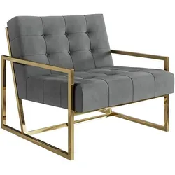 S-Style Loungesessel Tampa aus Samtstoff mit Metallfüßen - Eleganter Samt-Loungesessel mit goldenen Metallfüßen. Ideal für stilvolle Akzente und gemütliches Sitzen. Hochwertiger Polyurethanschaum sorgt für Komfort und Langlebigkeit.