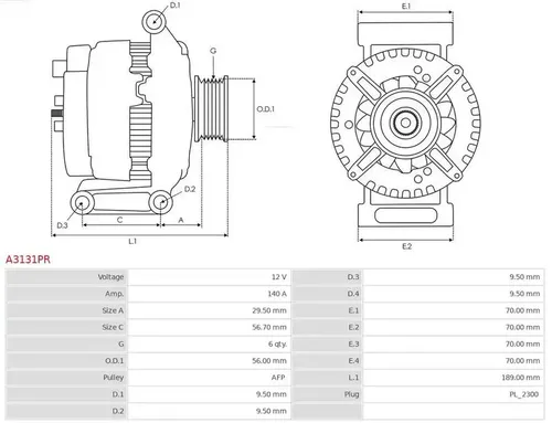 Premium Generator 12V 140A - Autoteile - Hochwertiger Generator mit 12V Spannung und 140A Ladestrom, ideal für zuverlässige Energieversorgung in Fahrzeugen.