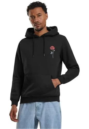 Mister Tee Mens MT1487-Rose Hoody - Kapuzenpullover für Herren mit lässigem Frontprint, Kängurutasche und angenehmem Material für optimalen Tragekomfort.