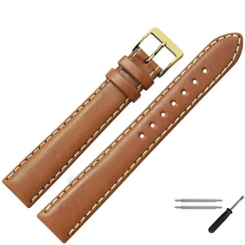MARBURGER Uhrenarmband 20mm Leder Braun Gold XL von marburg