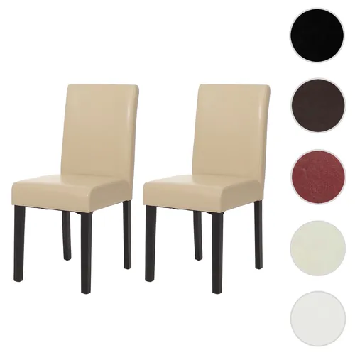 2er-Set Esszimmerstuhl Littau - Kunstleder in Creme - Elegante Stühle mit hoher Rückenlehne und bequemer Polsterung, ideal für Esszimmer und Wohnzimmer. Maximale Belastbarkeit: 135 kg, rutschfest durch Kunststoff-Bodenschoner.