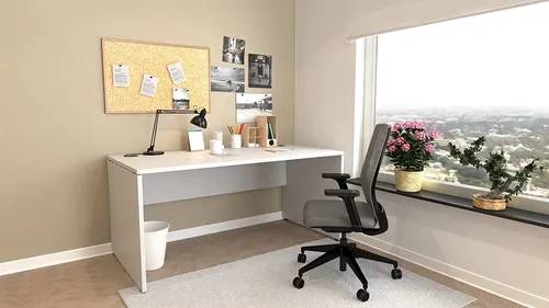furni24 Schreibtisch für Home Office - Großer Computertisch mit Kabeldurchlässen (Grau, 160x80 cm) - Schreibtisch für 2 Personen, robust aus 18-mm-Mehrschichtplatte, praktische Kabeldurchführungen für eine ordentliche Arbeitsumgebung, schnell montierbar und sofort lieferbar.