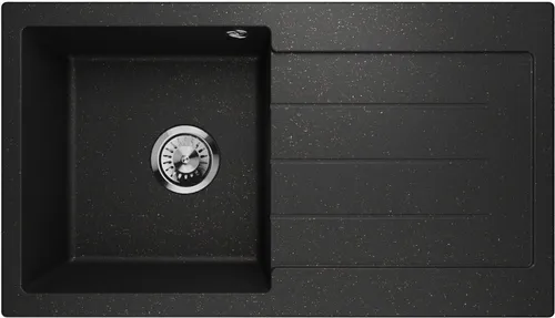Granitspüle Master 1.0 Schwarz Gold mit Abtropffläche - Elegante Einbauspüle aus Granit, kratzfest und pflegeleicht. Ideal für moderne Küchen, mit praktischer Abtropffläche und hoher Temperaturbeständigkeit.
