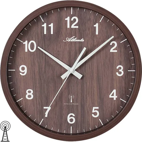 Atlanta 4438/20 Funkwanduhr - Elegante Wanduhr in Holz-Optik - Wanduhren aus der Marke Atlanta, Funkuhr mit Mineralglas und Holz-Optik. Ideal für stilvolle Raumgestaltung, Durchmesser ca. 30,5 cm.