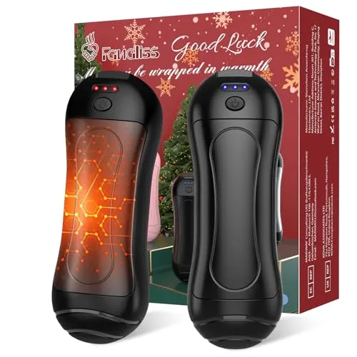 Handwärmer Elektrisch Wiederverwendbar 2 Pack, FANDLISS 6000 mAh USB Taschenwärmer Wiederaufladbarer Magnetisches Design Tragbarer Handwärmer für Weihnachten/Outdoor/Camping usw.Schwarz