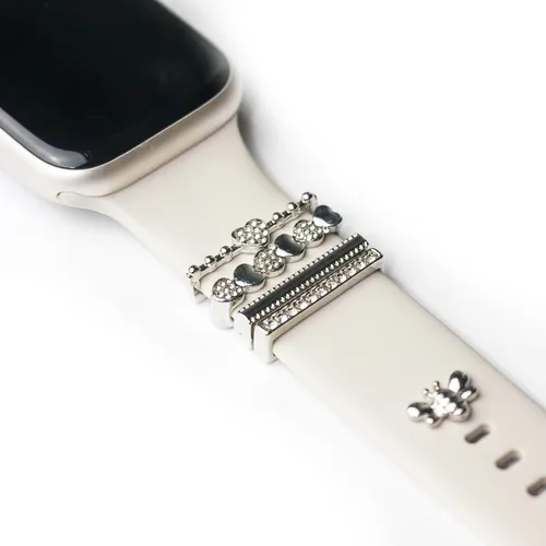 ARTVALL Apple Watch Charms Set Schmuck Anhänger für Silikon Armband Biene Silber