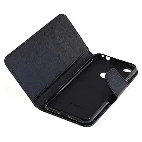 Mobilfunk Krause - Book Case Fancy Etui Handytasche Tasche Hülle für Huawei P8 Lite (2017) (Schwarz)