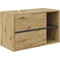Vicco Waschbeckenunterschrank Viola, Artisan-Eiche/Anthrazit - Waschbeckenunterschrank in Artisan-Eiche und Anthrazit, mit 2 Schubladen und Siphonausschnitt, ideal für stilvolle Badezimmergestaltung.