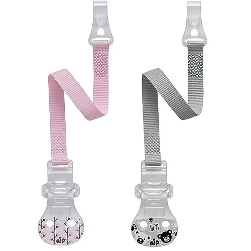 nip Schnullerband mit Hacken // 2-er Set // Schnullerkette für Schnuller mit Ring // made in Germany