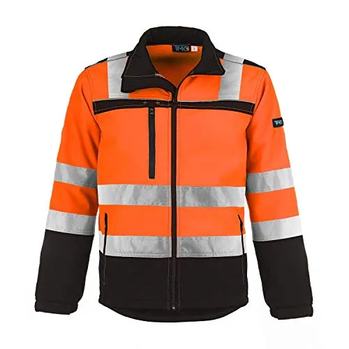 TMG® Warnschutzjacke für Herren | strapazierfähig | gefütterte Arbeitsjacke Klasse 2 | Orange 4XL