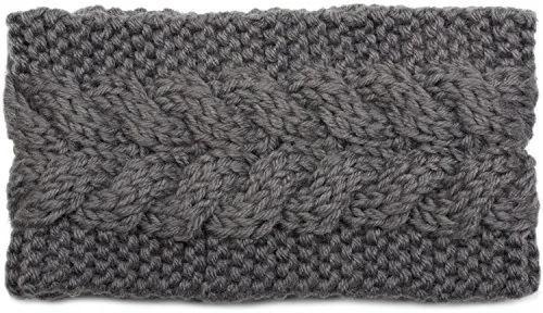styleBREAKER Damen Stirnband Grobstrick mit Zopfmuster, gestrickt, Haarband, Headband 04026005, Farbe:Grau