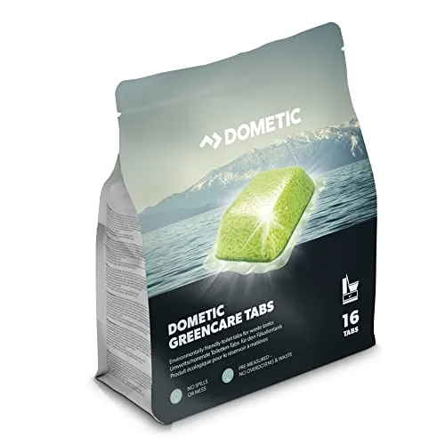 DOMETIC Green-Care Tabs fürs Camping-WC: Hochwirksamer Sanitär-Reiniger für die Chemie-Toilette. Zersetzt Fäkalien, verhindert unangenehme Gerüche, umwelt-schonende Alternative zu Sanitär-Flüssigkeit