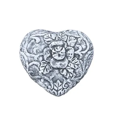 stoneandstyle Grabschmuck Garten Deko Herz Rankenmuster, Steinguss, Frost- und wetterfest bis -30°C