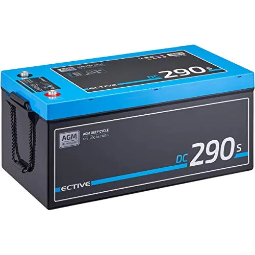 ECTIVE AGM Batterie DC290S - 12V, 290Ah - Deep-Cycle-Batterie mit 15% mehr Zyklen, wartungsfrei und ideal für Solar, Wohnmobile und Boote. Integrierte Nachfüllpacks verlängern die Lebensdauer.