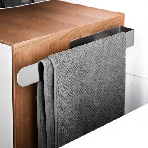 ELMOWO - Premium Edelstahl Handtuchhalter ohne Bohren selbstklebend inkl. Spezialkleber (extrem sicherer Halt)- Wand Handtuchstange für Bad & Küche - Handtuchhalterung als Gästehandtuchhalter (silber)