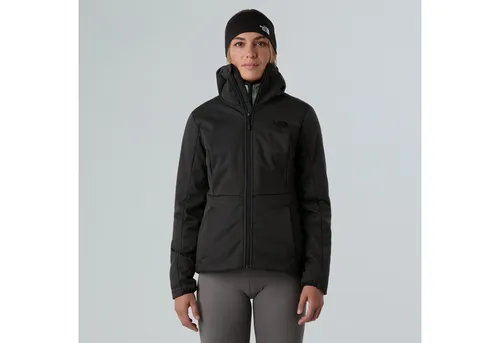 Funktionsjacke THE NORTH FACE W QUEST HIGHLOFT SOFT SHELL JACKET - EU - Sportliche Damen Softshelljacke in TNF Black Heather, isolierend und wetterfest – ideal für Outdoor-Abenteuer und wechselhaftes Wetter.