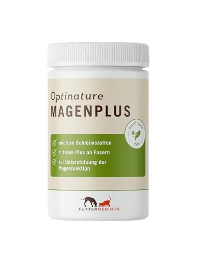 Futtermedicus Optinature MagenPlus | 150 g | Ergänzungsfuttermittel für Hunde | Zur Unterstützung der Magenschleimhautfunktion | Bei magensensiblen Tieren, Schmatzen und Aufstoßen
