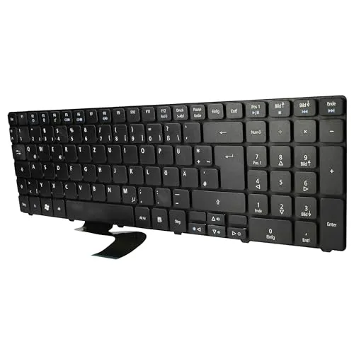 vhbw Tastatur Keyboard QWERTZ kompatibel mit Acer Aspire 5738, 5738Z, 5738G, 5552G, 5733, 5733Z, 5736, 5736Z Notebook - Schwarz, mit Nummernblock
