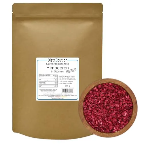 Gefriergetrocknete Himbeeren 250g Knuspriger Snack, Ohne Zucker, Vegan