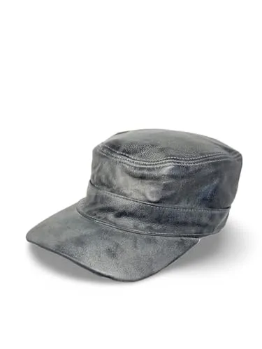 Cap Ledercap Herren Basecap Echt Leder Schildmütze Hut Schirmmütze Mütze (DE/NL/SE/PL, Alphanumerisch, Einheitsgröße, Grey Antik)