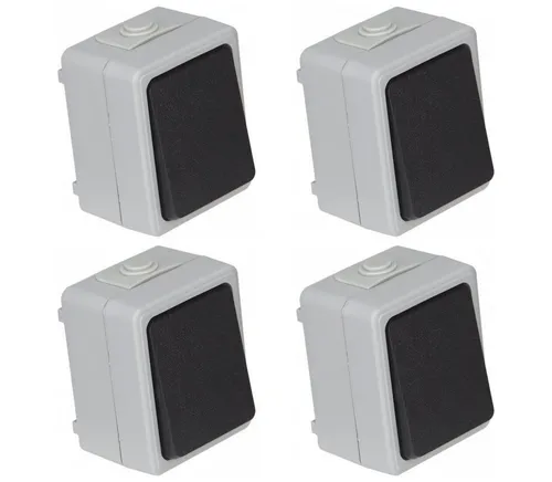 ETT Marketing GmbH Lichtschalter 4er Set TAFF Feuchtraum Wechselschalter IP44 Aufputz Schalter