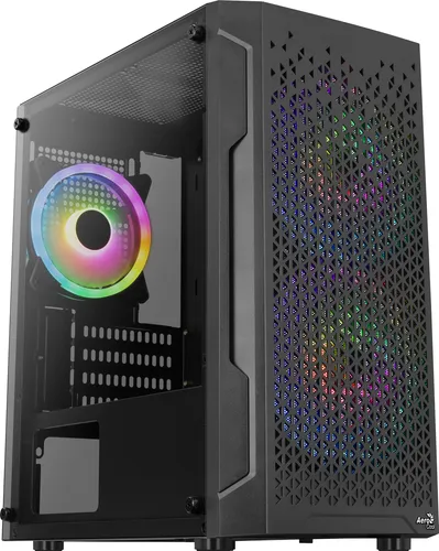 Aerocool Trinity Mini - Mini ATX Tower Case mit Tempered Glass, optimale Belüftung und RGB-Beleuchtung für maximale Kühlung und Gaming-Leistung
