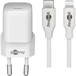 GOOBAY 64575 - USB PD-Ladegerät mit Lightning Kabel - Ladegeräte für USB-Geräte, 30 W Power Delivery für schnelles Laden von Apple Geräten, kompakt und ideal für Reisen