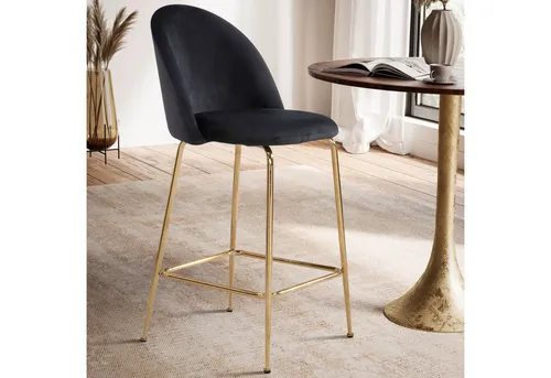 FineBuy Barhocker 2er Set Samt - Elegante Tresenhocker für höchsten Komfort - Barhocker im skandinavischen Design, mit angenehmer Sitzschale und robuster Fußablage. Ideal für Küchen oder Bars, max. Belastbarkeit 110 kg.