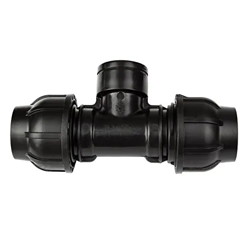 Stabilo-Sanitaer PE Rohr Verschraubung T-Stück 25 x 3/4 Zoll Innengewinde x 25 mm Abzweig Klemmverbinder Klemmverschraubung