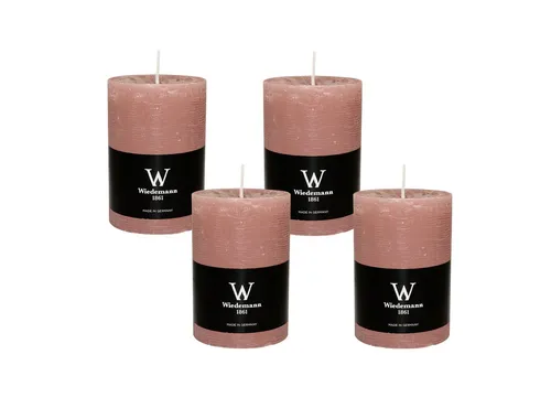 Wiedemann Kerzen Rustic-Kerze Rustik Marble Kerzen (durchgefärbt) Rosenholz Rosa 90 x 58 mm, 4er Set