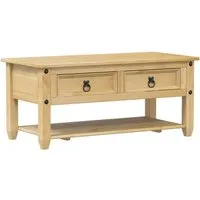 vidaXL Couchtisch mit Schubladen aus Massivholz - Multiplex- & Tischlerplatten, stilvoller Landhaus-Couchtisch aus Kiefernholz mit praktischen Schubladen für zusätzlichen Stauraum.