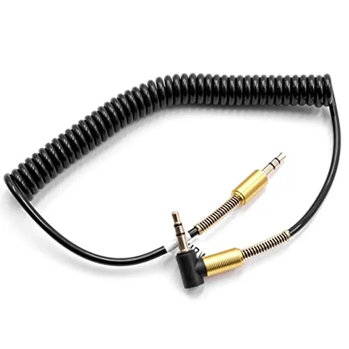 vhbw Stereo Audio Kabel Adapter kompatibel mit Sony MDR-1A, MSR7 Kopfhörer - 3,5 mm auf 3,5 mm Klinkenstecker, Vergoldet, Gewinkelt Gold Schwarz