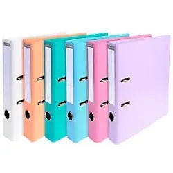 Exacompta 53044E 10x PVC Ordner mit 2 Ringen - Ordner für DIN A4 MAXI, 50mm Rücken, farbenfroh sortiert - ideal für eine übersichtliche und ansprechende Büroorganisation.