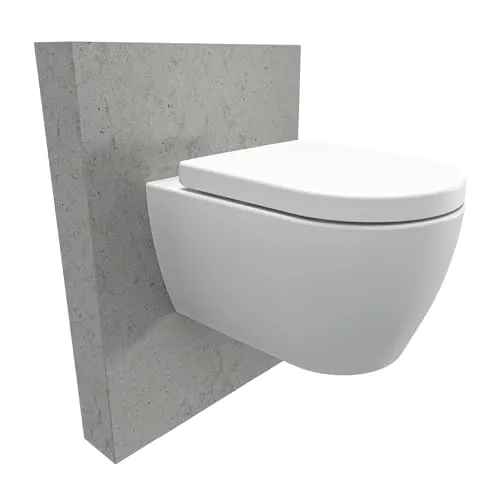 Spülrandloses Wand-WC NT2038 - Ideal für Gäste-WCs - Hochwertiges spülrandloses Wand-WC aus Sanitärkeramik in Weiß, verkürzte Version mit SoftClose-Deckel für leises Schließen, ideal für kleine Bäder.