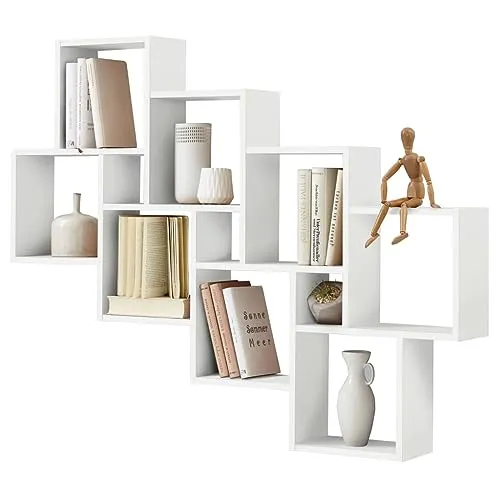 FMD-Möbel Wandregal Laurio 3, 121 x 95 x 16 cm, weiß - Modernes Wandregal mit 11 Fächern aus hochwertigem Holz, ideal für Dekoration und Bücher. Made in Germany, platzsparend und stilvoll.