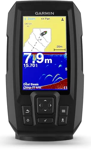 Echolot Garmin Striker Plus 4 - Sonare & Echolote mit Doppelfrequenzsonde für kristallklare Bilder und hochempfindlichem GPS zum einfachen Speichern und Wiederfinden von Angelpunkten.