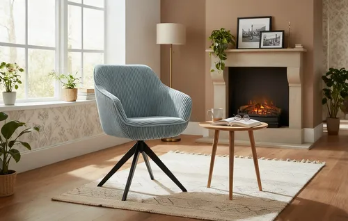 B&D home Drehstuhl ARVIT - Moderner Drehstuhl mit Armlehnen - Drehstuhl aus Cord mit modernem Metallgestell, bietet idealen Sitzkomfort und wird zum Eyecatcher in jedem Raum.