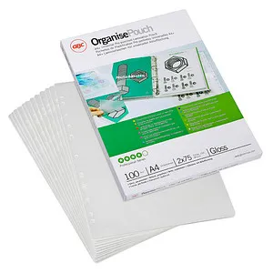 GBC 100 Laminierfolien glänzend für A4 75 micron - Laminierfolien 75 micron, schützen Ihre Dokumente vor Verschmutzung und verleihen ihnen eine professionelle Anmutung mit glänzender Oberfläche.
