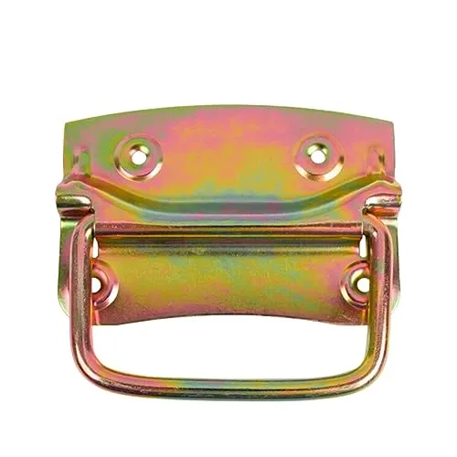 PRIOstahl Kistengriff mit Arretierung Klappgriff Griff Truhengriff Möbelgriff x 1 Stück Ausführung: Gelb Verzinkt 120 x 80 mm inklusive Befestigungsschrauben für Boxen Truhen Türen aus Stahl