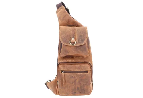 Greenburry Vintage Umhängetasche Leder Braun 26cm x 7cm x 43cm - Messenger-Bag im charakterstarken Vintage Look, mit praktischen Reißverschlussfächern und verstellbarem Schultergurt für hohen Tragekomfort.