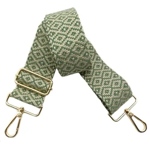 Verstellbarer 5cm Taschengurte Breit, Schultergurt für Tasche, Taschengurte zum Wechseln Goldener Karabiner Schulterriemen, Umhängegurt fur Damen Handtaschen Crossbody DIY Zubehör(Grün)