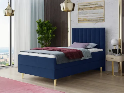 Boxspringbett Gold Mini mit Bettkasten - Einzelbett mit Luxus Bonell-Matratze und Topper, ideal für Schlafzimmer oder Jugendzimmer, bietet zusätzlichen Stauraum mit zwei Bettkästen.