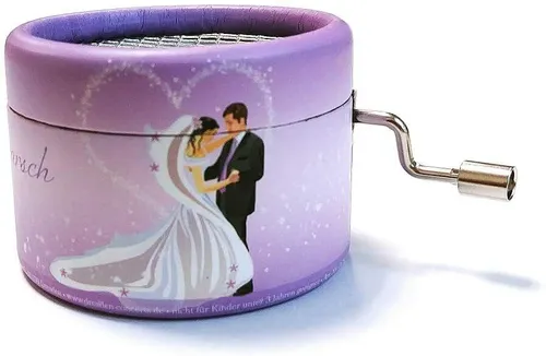 Spieluhr mit der Melodie vom Hochzeitsmarsch (Kurbelwerk, Mini-Drehorgel)