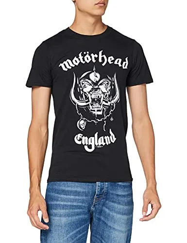 Motorhead Men's England Regular Fit T-Shirt, Black, Large - Tops & Shirts für Musikfans, stylisches Design mit Rundkragen und bequemer Passform für den ultimativen Fan-Look.