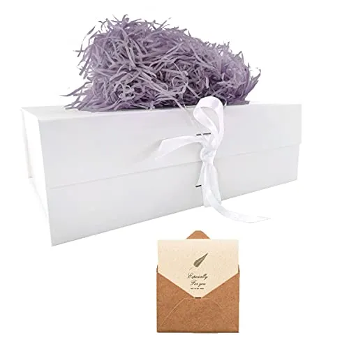 Weiß Geschenkbox 33x26x11cm, Geschenkkarton mit Magnetisch Deckel und Schleife für Hochzeiten, Weihnachten, Geburtstage, Jubiläen Geschenkverpackung Box